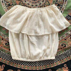 Billabong Ruffle Tube Top, Ivory Gauze Size S